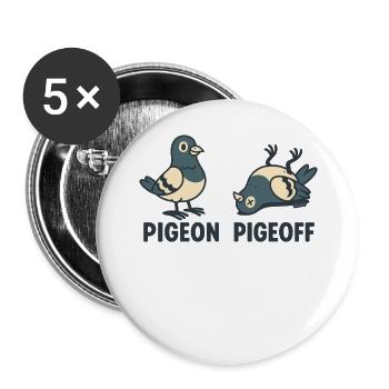 Stehende und liegende Taube AN und AUS - Buttons groß 56 mm (5er Pack) - Weiß - Vorne