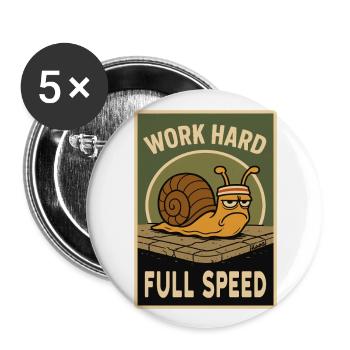 Snail with headband and saying in retro look - Buttons large 2.2''/56 mm (5-pack) - white - Front