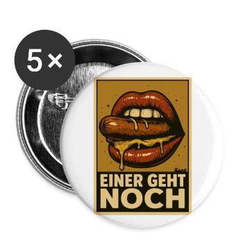 Sausage with sauce and saying "One more goes" - Buttons large 2.2''/56 mm (5-pack) - white - Front