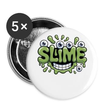 Slime avec des yeux et un grand sourire - Lot de 5 grands badges (56 mm) - blanc - Devant