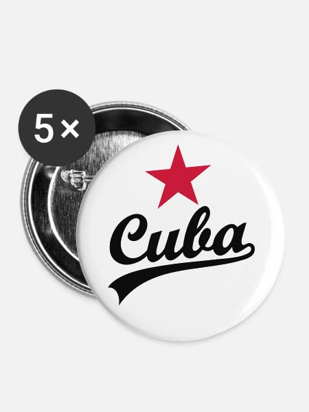 CUBA OLDSCHOOL SWOSH - Buttons groß 56 mm (5er Pack) - Weiß