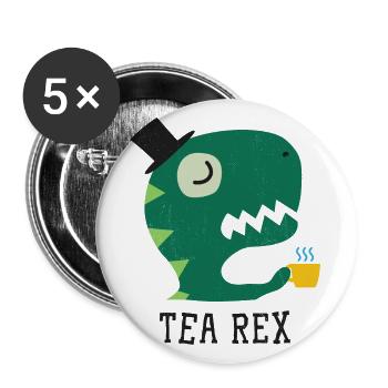 Tea Rex - Funny Dino - T-Rex - Buttons large 2.2''/56 mm (5-pack) - white - Front