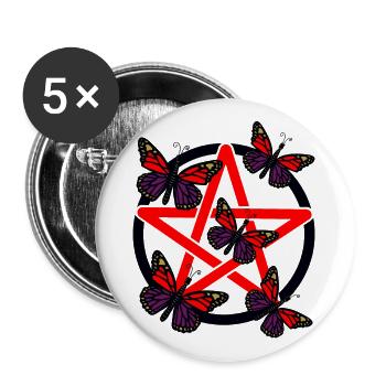 Pentagram Voodoo Witches - Buttons large 2.2''/56 mm (5-pack) - white - Front