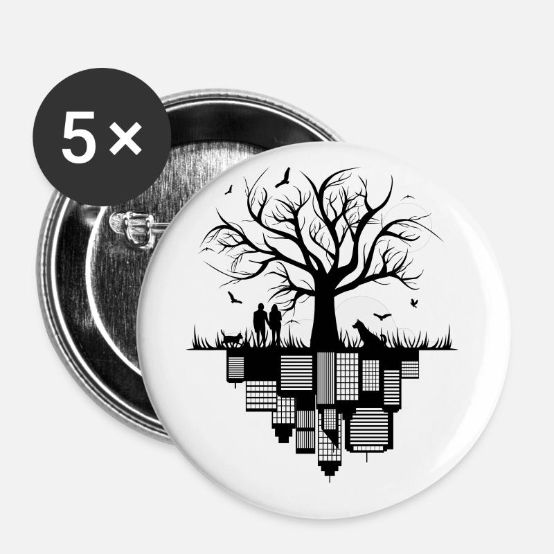 Tree city / city tree nature lover gift idea - Buttons large 2.2''/56 mm (5-pack) - white