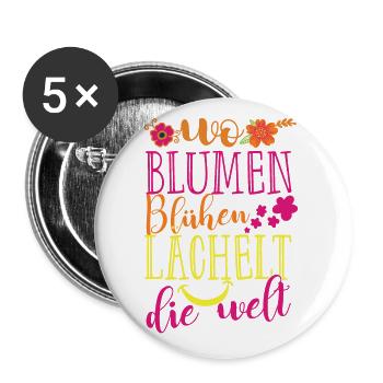 Blumen Blühen Florsit Floristik Floristin Lächeln - Buttons groß 56 mm (5er Pack) - Weiß - Vorne