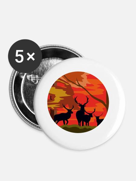 Rentiere - Buttons groß 56 mm (5er Pack) - Weiß