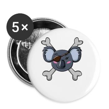 Pirate Koala - Lot de 5 grands badges (56 mm) - blanc - Devant