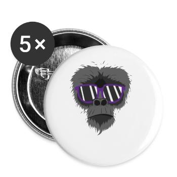 grimmiger Affe mit Sonnenbrille - Buttons groß 56 mm (5er Pack) - Weiß - Vorne