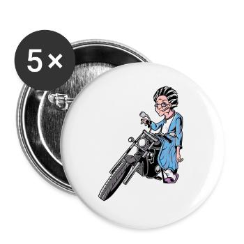 Grandma motorcycle pension retirement biker age - Buttons large 2.2''/56 mm (5-pack) - white - Front