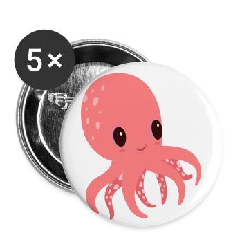 Sweet octopus - Buttons large 2.2''/56 mm (5-pack) - white - Front