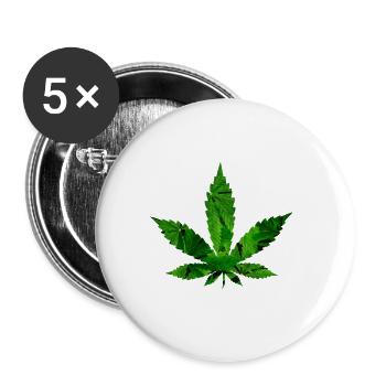Feuille de cannabis - Lot de 5 grands badges (56 mm) - blanc - Devant