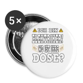Ich Bin Elektriker Wo Ist Ihre Dose Elektroniker E - Buttons groß 56 mm (5er Pack) - Weiß - Vorne