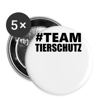 Team Tierschutz - Buttons groß 56 mm (5er Pack) - Weiß - Vorne