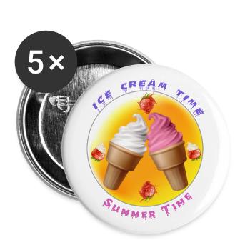Crème glacée Temps - Heure d’été - Lot de 5 grands badges (56 mm) - blanc - Devant