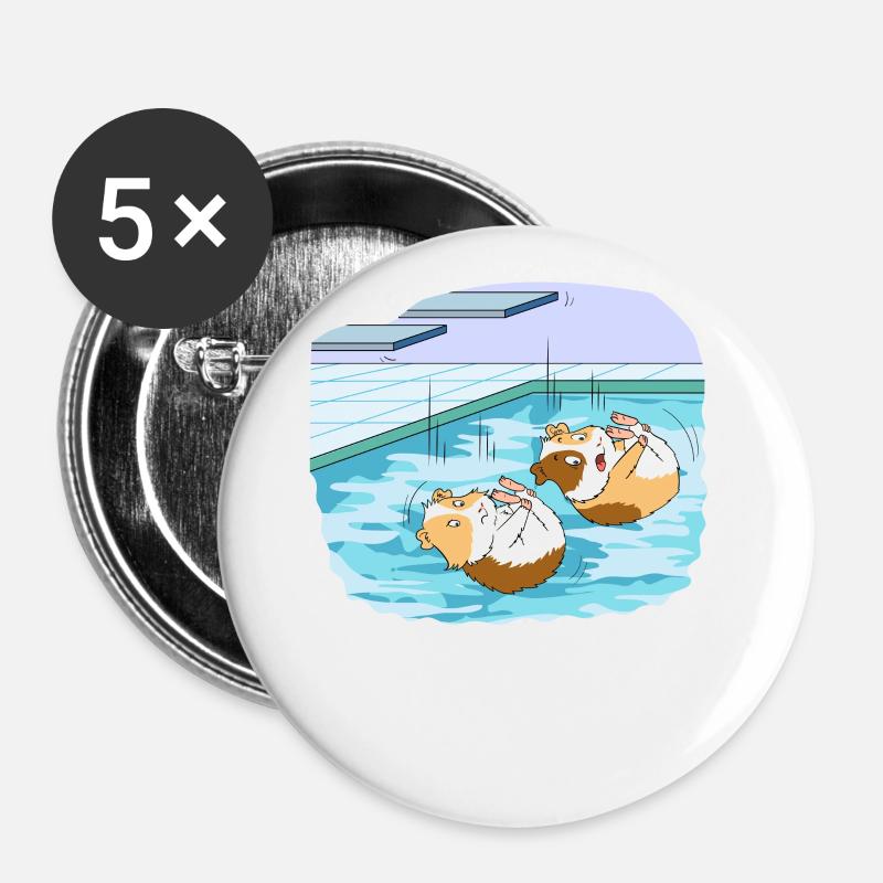 Swimming guinea pig diving platform diving board - Buttons large 2.2''/56 mm (5-pack) - white