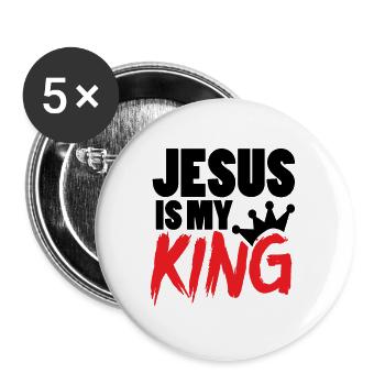 Jésus est mon roi | Jésus est mon roi ! - Lot de 5 grands badges (56 mm) - blanc - Devant