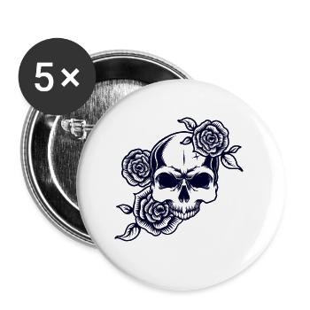 Totenkopf - Buttons groß 56 mm (5er Pack) - Weiß - Vorne