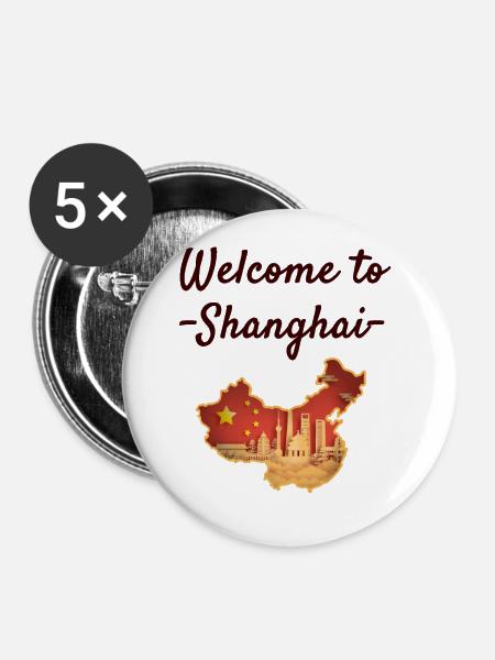 Shanghai - Buttons groß 56 mm (5er Pack) - Weiß