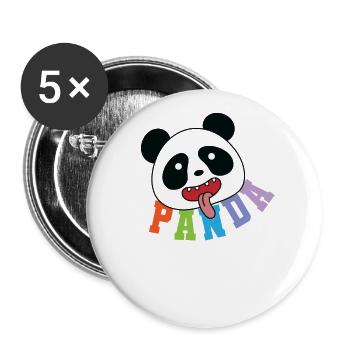 L’ours panda étire la langue enfants - Lot de 5 grands badges (56 mm) - blanc - Devant