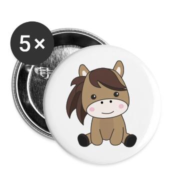 Horse Cute Pony Horses Rider for Kids - Buttons large 2.2''/56 mm (5-pack) - white - Front