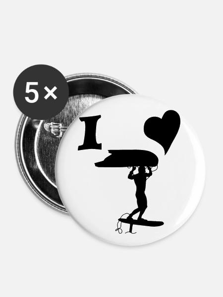 I love wingfoil - Buttons groß 56 mm (5er Pack) - Weiß