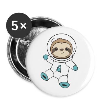 Le paresseux vole dans l’espace en tant que fusée astronaute - Lot de 5 grands badges (56 mm) - blanc - Devant