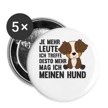Hund Australian Sheperd mag keine Menschen - Buttons groß 56 mm (5er Pack) - Weiß - Vorne
