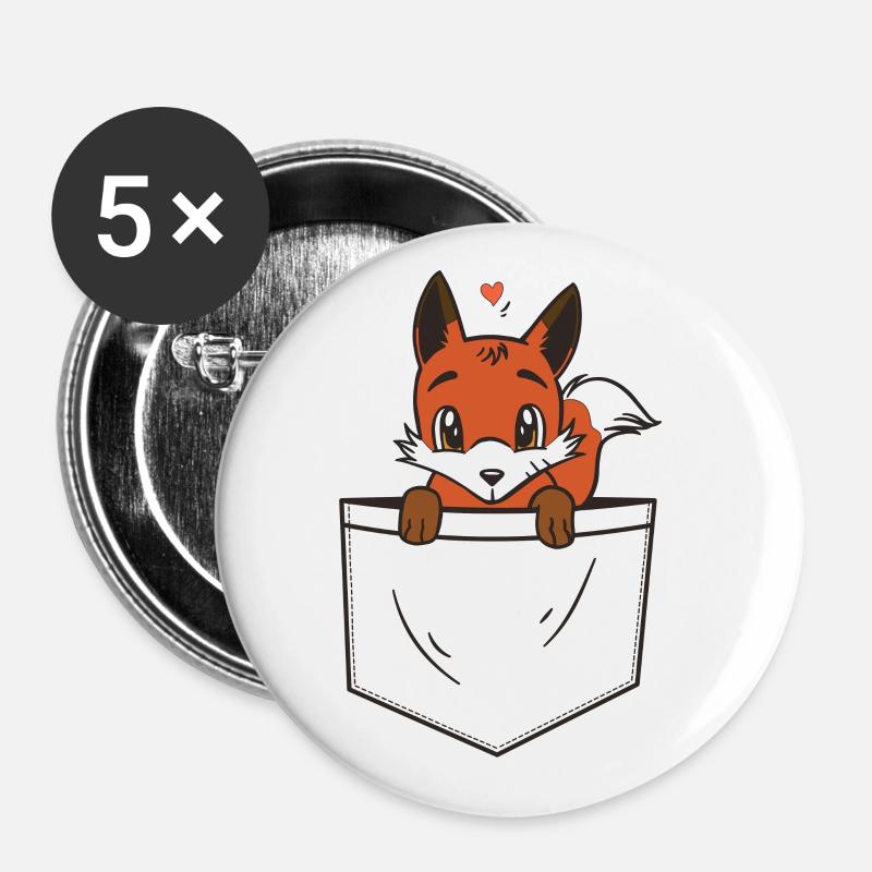 Sweet fox - breast pocket - Fox pocket - Buttons large 2.2''/56 mm (5-pack) - white