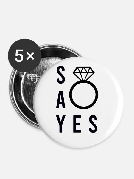 Hochzeitsantrag - Buttons groß 56 mm (5er Pack) - Weiß