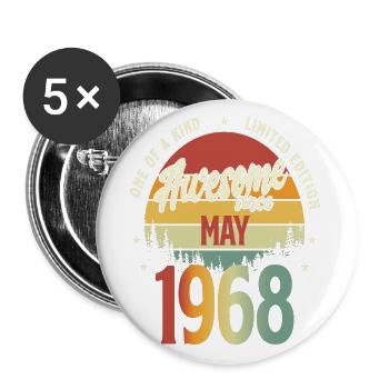 Belle Vintage Mai 1968 Conception anniversaire - Lot de 5 grands badges (56 mm) - blanc - Devant