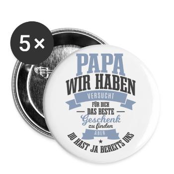 Vatertag Vintage Papa du hast bereits uns Retro - Buttons groß 56 mm (5er Pack) - Weiß - Vorne