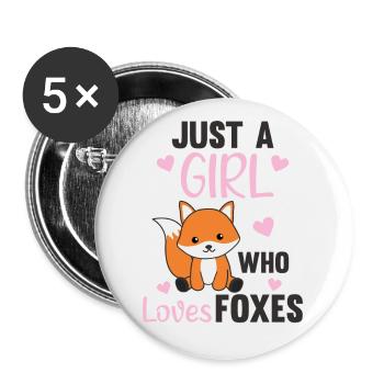 Only a girl the fox loves fox - Buttons large 2.2''/56 mm (5-pack) - white - Front