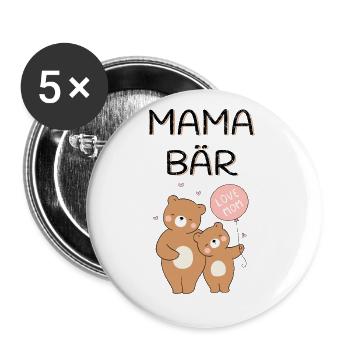 Mama Bär - Buttons groß 56 mm (5er Pack) - Weiß - Vorne