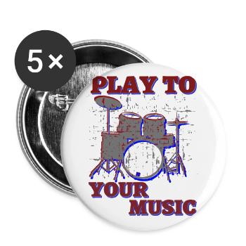 drums play to your music - Buttons groß 56 mm (5er Pack) - Weiß - Vorne