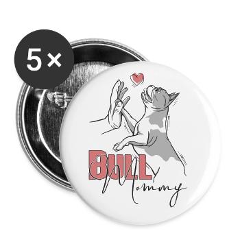 Bouledogue française Maman - Doux chien Design - Lot de 5 grands badges (56 mm) - blanc - Devant