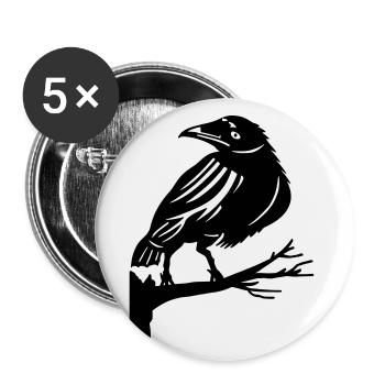 Rabe auf einem Baum Krähe Vogel Baum - Buttons groß 56 mm (5er Pack) - Weiß - Vorne
