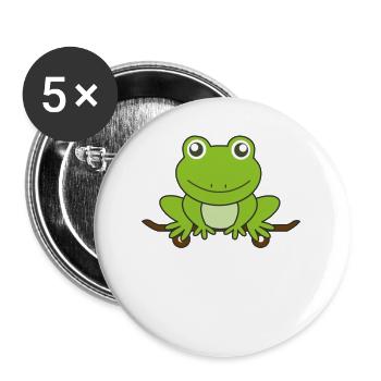 Frosch auf Skateborad lustig Tier Skater - Buttons groß 56 mm (5er Pack) - Weiß - Vorne