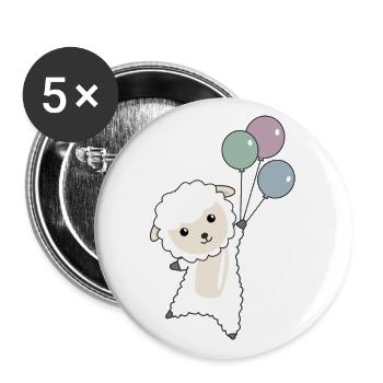 Mouton doux animaux vole des ballons pour les enfants - Lot de 5 grands badges (56 mm) - blanc - Devant
