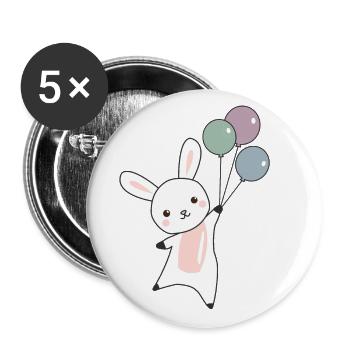 flies balloons top cute animals for children - Buttons large 2.2''/56 mm (5-pack) - white - Front