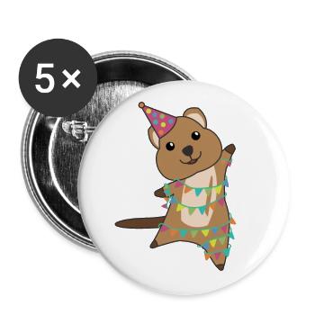 Quokka wishes happy birthday to you Quokkas - Buttons large 2.2''/56 mm (5-pack) - white - Front