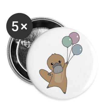 L’animal de l’bec vole avec des ballons doux animaux enfants - Lot de 5 grands badges (56 mm) - blanc - Devant