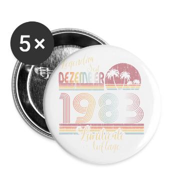Retro Vintage Legendär Geburtstag Dezember 1983 - Buttons groß 56 mm (5er Pack) - Weiß - Vorne