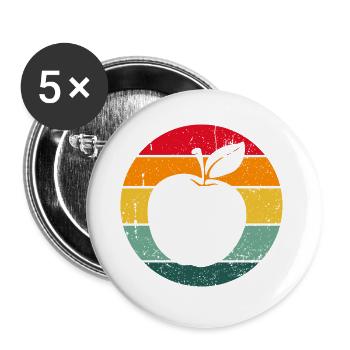 Vintage rétro pomme fruit pomme pomme idée cadeau - Lot de 5 grands badges (56 mm) - blanc - Devant