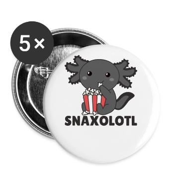 Snaxolotl Axolotl Amants doux animaux pop-corn - Lot de 5 grands badges (56 mm) - blanc - Devant