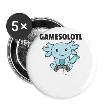 Axolotl Gamesolotl cute animals for gamers - Buttons large 2.2''/56 mm (5-pack) - white - Front