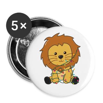 Lion Christmas Snow Winter Animals Lions - Buttons large 2.2''/56 mm (5-pack) - white - Front