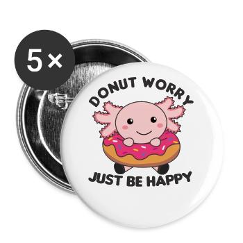 Süßes Axolotl lustige Tiere in Donut pink - Buttons groß 56 mm (5er Pack) - Weiß - Vorne