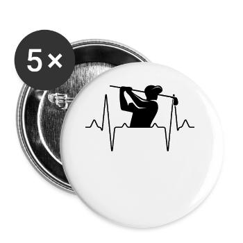 Golf Golfer Herzschlag - Buttons groß 56 mm (5er Pack) - Weiß - Vorne