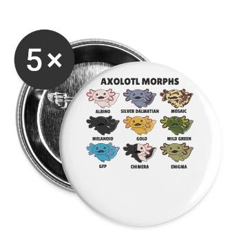 Axolotls aus der Welt süße Tiere Axolotl Arten - Buttons groß 56 mm (5er Pack) - Weiß - Vorne