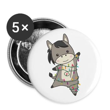 Esel Weihnachten Eseln Winter Tiere - Buttons groß 56 mm (5er Pack) - Weiß - Vorne